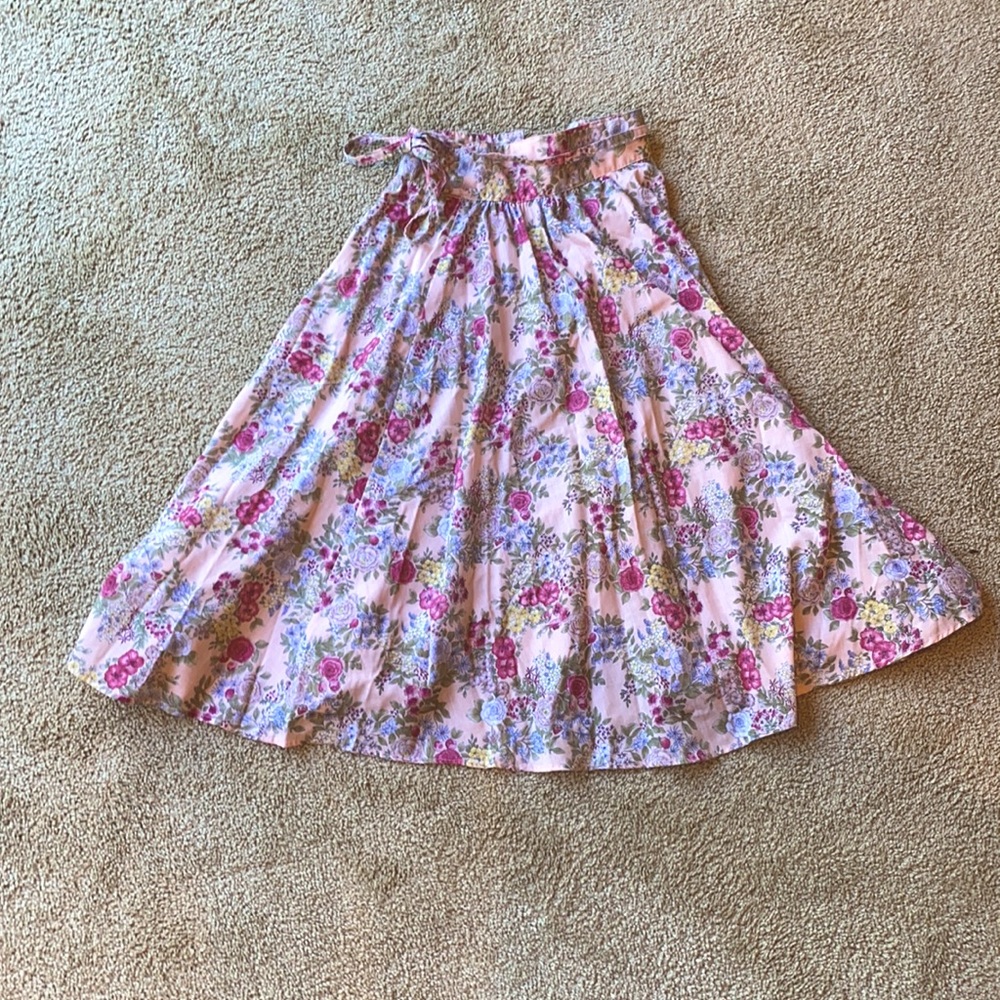 Vintage Pink 60s Made in California USA Washable Half Circle Skirt Tie Waist